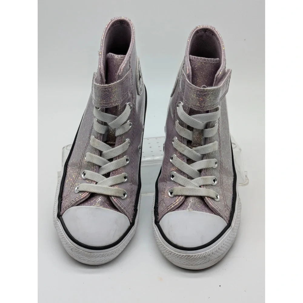 Converse Chuck Taylor Hi Top Girls Size 2 Pink Glitter Iridescent Sneakers